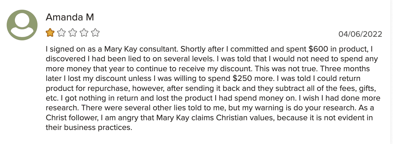 Mary Kay review on BBB